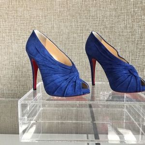 NIB Christian Louboutin Blue Suede Booties 38